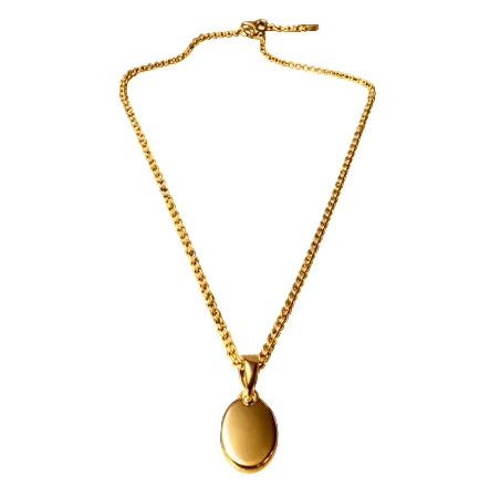 Personalisierte Kette mit Anhänger aus Edelstahl „Oval“ in Gold